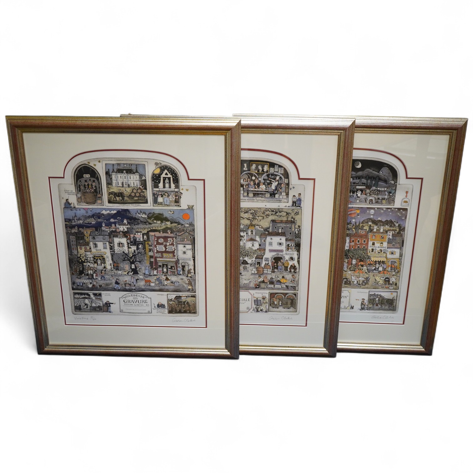Graham Clarke, Trilogie Villedevin, each signed in pencil, limited edition 58/300, with booklet, 48 x 38cm